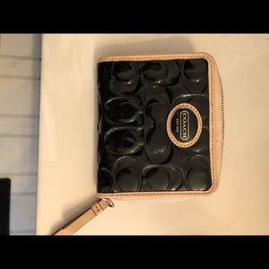 Coach zip around wallet black/tan